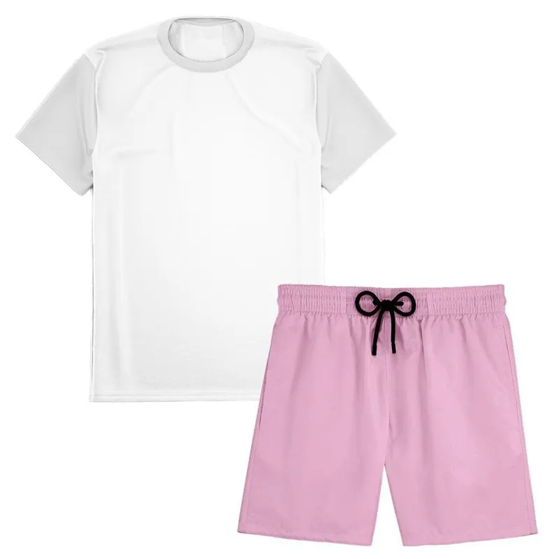 Kit Short Praia Academia Passeio Treino Rosa + Camiseta Manga Curta Masculina