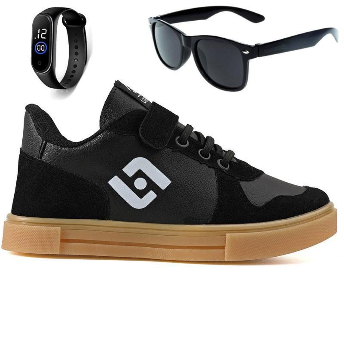 Tenis Infantil Casual Sapatenis Homem Mulher Street Calce Facil + Oculos Relogio