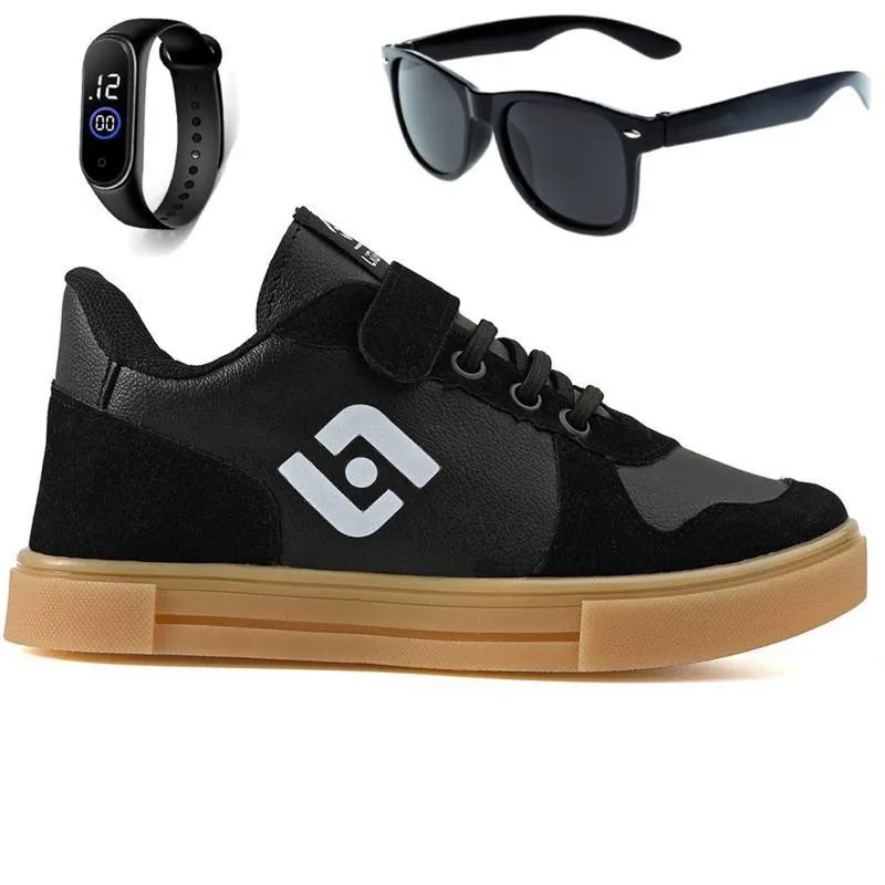 Tenis Infantil Casual Sapatenis Homem Mulher Street Calce Facil + Oculos Relogio