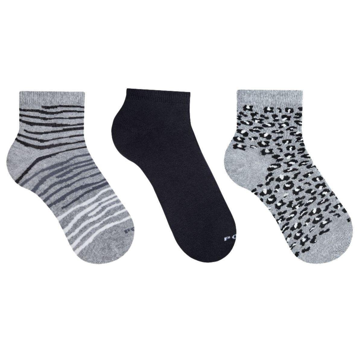Kit 3 Pares de Meias Feminino Soquete Premium Estampas Sortidas