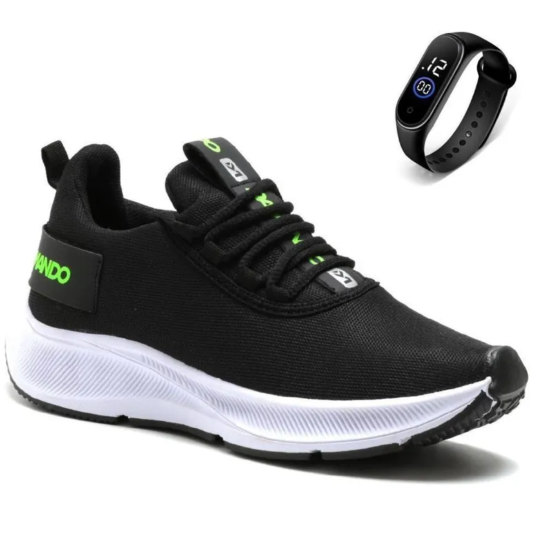 Tenis Masculino Esportivo Academia Fitiness Leve + Relógio