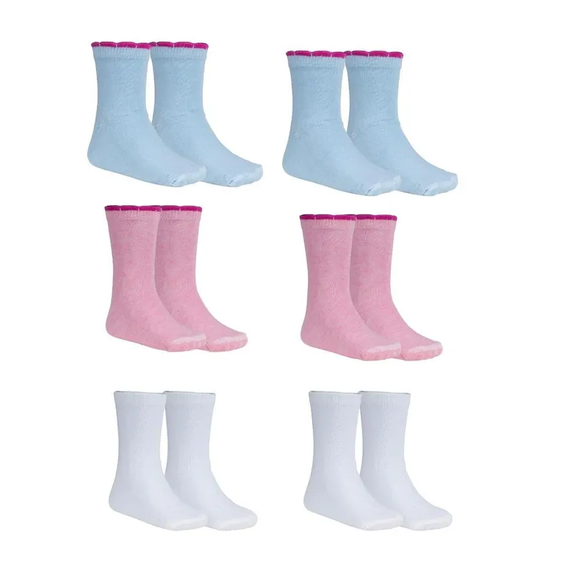 Kit 06 Pares Meias Infantil Menina Algodão Confortavel Dallf
