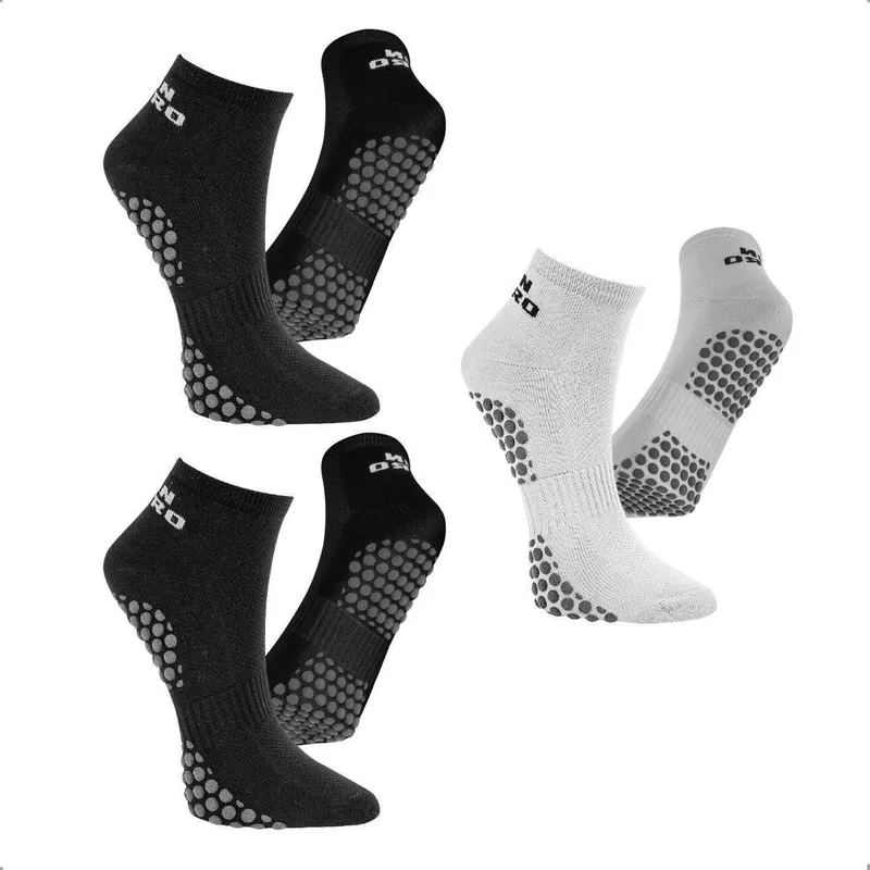 Kit 3 Pares Meia Antiderrapante Unissex Pilates Yoga Hidroginástica Esportes