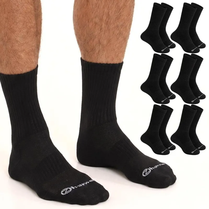 Kit 6 Pares Meias Zhamaro Cano Alto Longo Algodão Atoalhada Masculina Feminina Esportiva Confortável