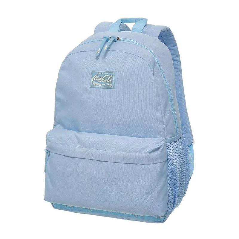 Mochila Escolar Notebook Costas Coca-Cola Flat Azul Claro