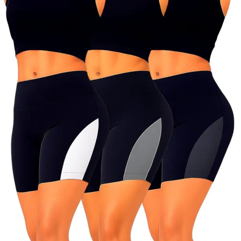 Kit 3 Shorts Leg Legging REDINHA Cintura Alta Fitness Treino Casual Corrida Academia Cores 669