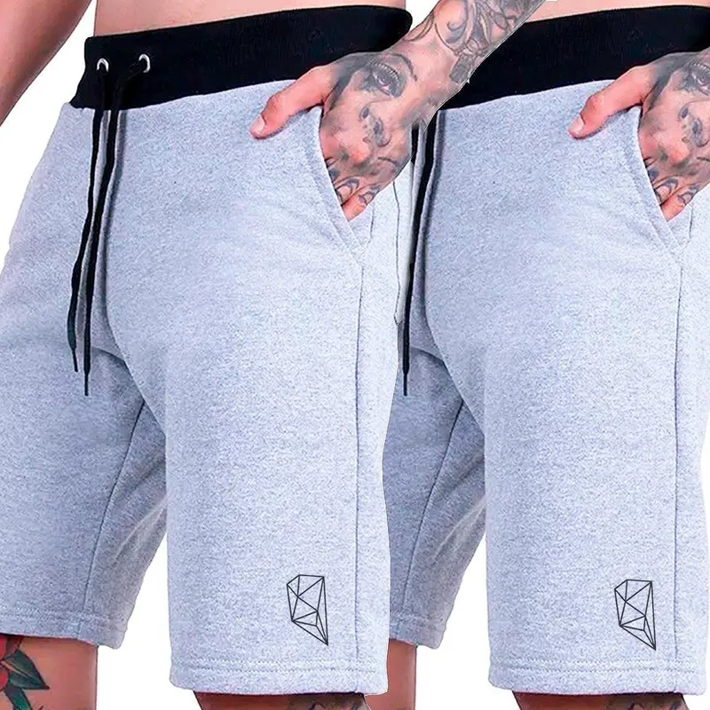 Kit 2 Bermuda Plus Size Moletom Shorts Masculino Tamanho Especial Confortável Treino Academia