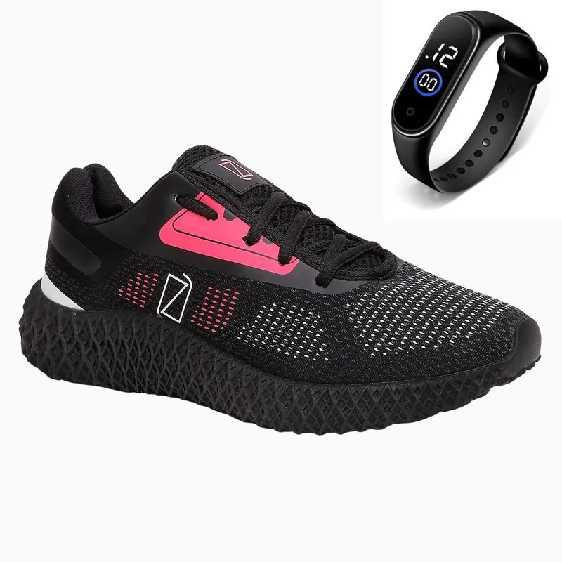 Tênis Feminino Academia Corrida Treino Caminhada Leve + Relógio