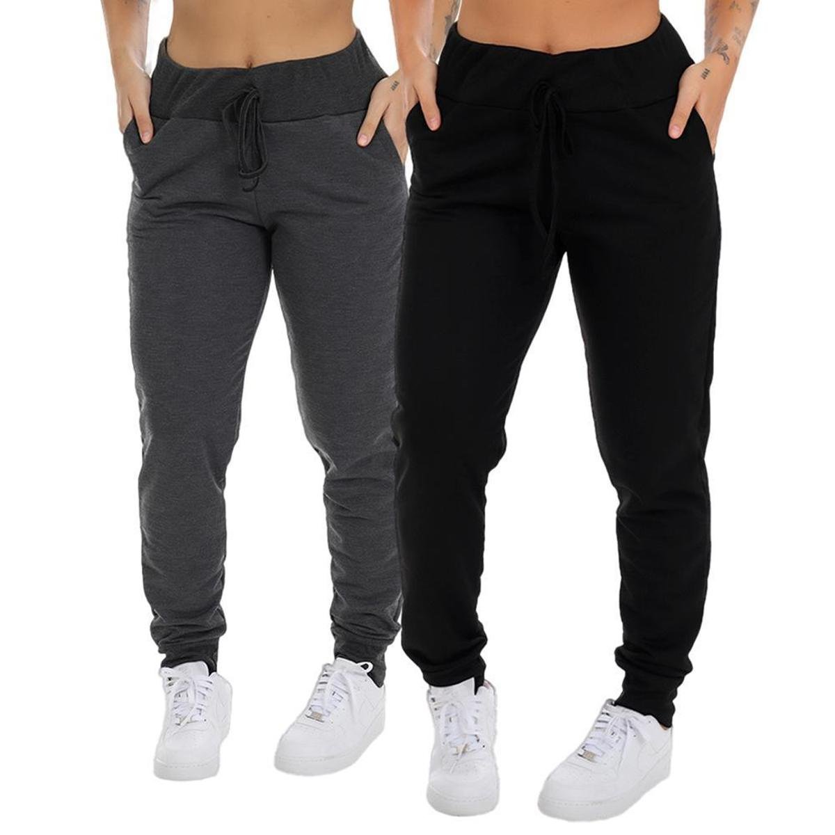 Kit 2 Calça Moletom Com Bolso Fristyle Feminina Adulto