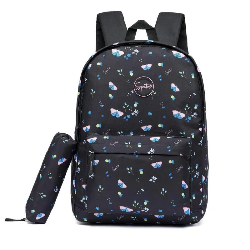 Kit Mochila Spector + Estojo Escolar Casual Estojo Resistente 17 Litros