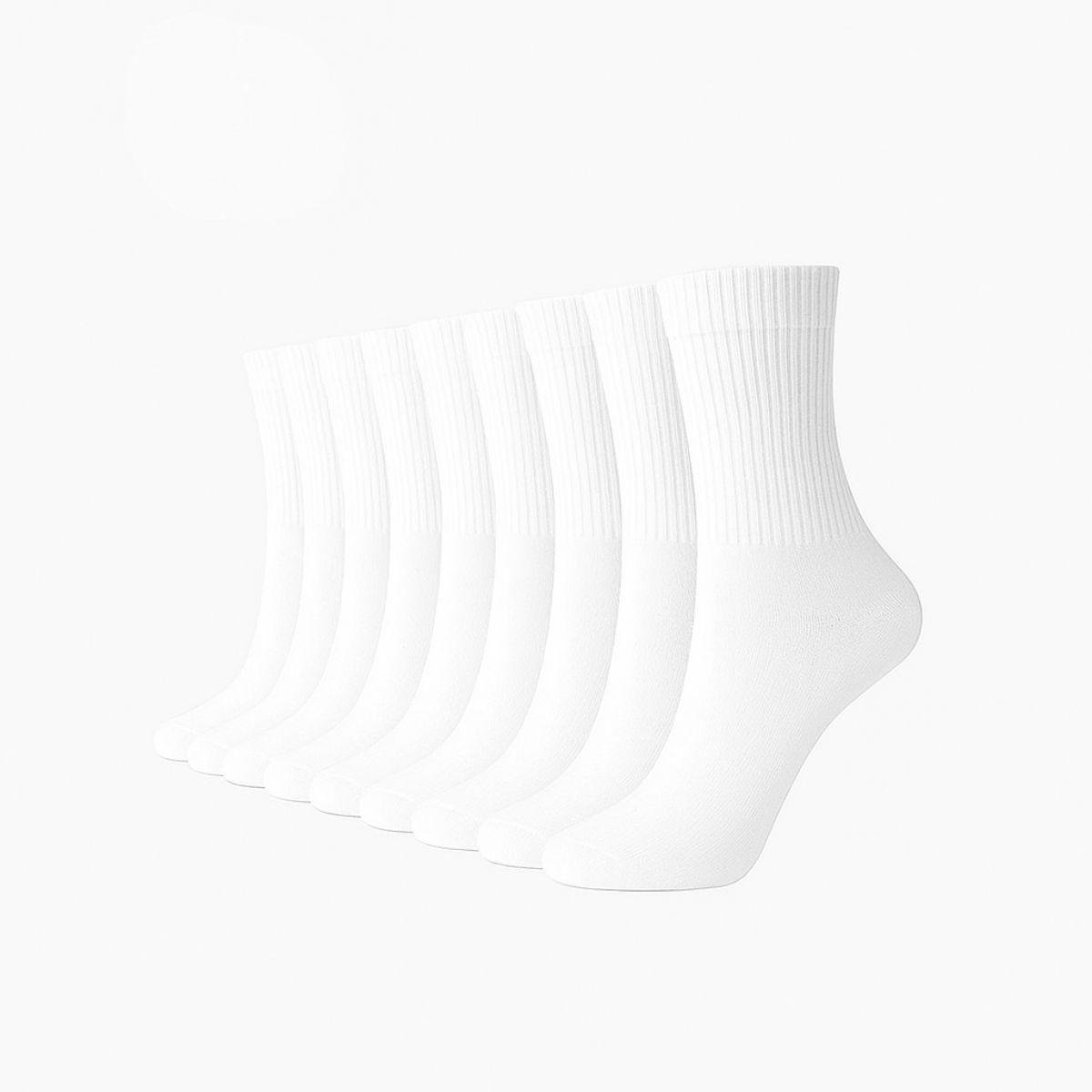 Kit 12 Pares de Meias FMF Masculinas Cano Médio Brancas
