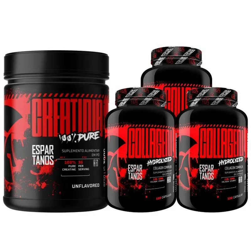 Kit Creatina 100% Pura 300g + 3x Colágeno - Espartanos