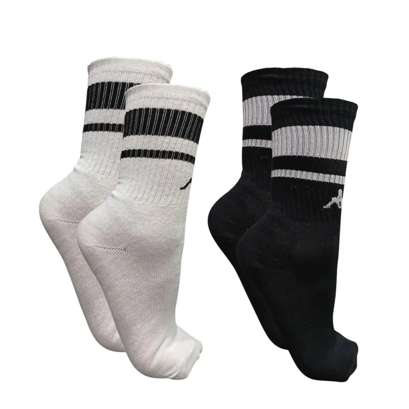 KIT 2 PARES MEIA ESPORTIVA CANO LONGO COM FAIXA KAPPA TAM 34 39