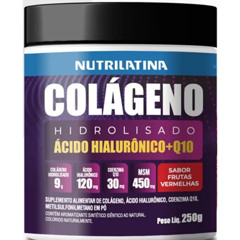Colágeno Hidrolisado (250g) Nutrilatina - Sabor Frutas Vermelhas