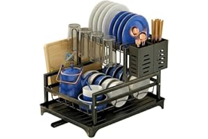 Escorredor de Louça em Aço Carbono Organizador de Pia e Cozinha Escorredor de Pratos, Resistente Antiferrugem, Suporte para T