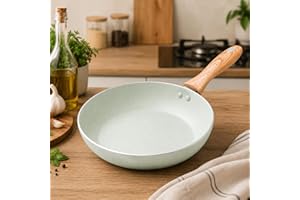Frigideira Cerâmica Antiaderente 24cm Indução Cabo Madeira Frita Sem Óleo Fundo Triplo Panela Premium Fogão Gás Elétrico Vitr