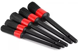 Kit 5 Pincéis para Detalhamento Automotivo, Limpeza Interna e Externa, Roda, Motor, Painel e Acabamentos LucTec