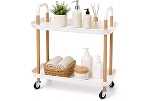 Carrinho Organizador Multiuso 2 Prateleiras com Rodinhas 360° – Compacto, Resistente e Versátil para Cozinha, Banheiro, Lavan