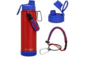Garrafa Térmica 750ml – 24h Gelada, Alça Paracord, Base Antiderrapante, Tampa Antivazamento, sem BPA (Vermelho)