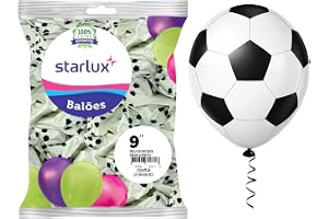 Starlux – Balões Estampados Bola de Futebol 9 Polegadas em Látex Natural | Pacote com 10 Unidades | Decoração vibrante para r