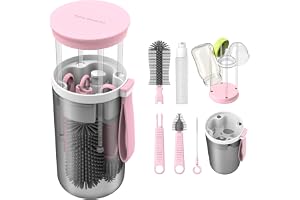 GODREAM Kit Escova de Mamadeira Portatil 6 em 1, Kit Limpador de Mamadeira, com Escova de Silicone para Lavar e Limpeza Mamad