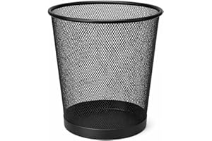 Lixeira Aramada de Metal, 12L, Design Moderno, Resistente e Ventilada para Escritório e Casa (PRETO)