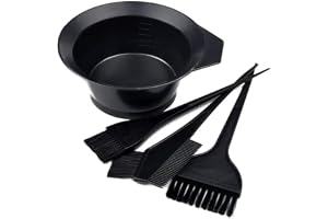 Kit Pincel para Coloração de Cabelo com Pote Misturador e 3 Pincéis Profissionais, Escova Tintura com Pente, Aplicador de Tin
