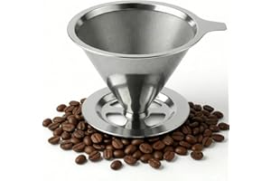Coador de Café Inox 103 Premium, Filtro Permanente Reutilizável Sem Papel, Peneira de Aço Inoxidável Lavável, Malha Fina, Eco