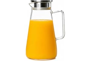 Jarra de Vidro Borossilicato 1,8L com Tampa em Aço Inoxidável Resistente a Bebidas Quentes e Frias – Ideal para Água, Suco, C