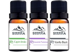 3 Essências Capim Limão Lavanda Francesa e Vanilla Black para Difusor Elétrico Aromaterapia Aromatizador Umidificador de Ar H
