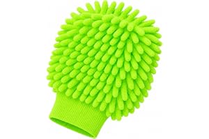 Luva de Microfibra Verde para Limpeza e Lavagem Automotiva, Cozinha e Banheiro