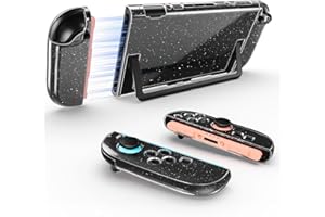 YARUIKE Capa Protetora Transparente com Brilho (Glitter) Compatível Apenas com Nintendo Switch 2, Capa Fina Anti-choque com C