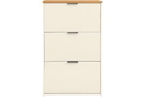 Sapateira Multiuso 3 Portas Organizador de Sapatos em MDF para Quarto Entrada e Sala (Off White Com Cinamomo)