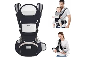 Canguru Para Bebe Adequado Para 0-36 Meses Canguru Ergonomico Para Bebe Alça De Transporte Multifuncional 6 em 1 (Preto) Prem