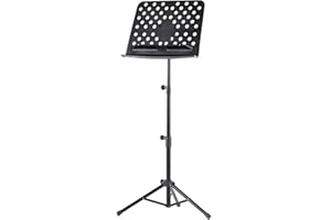 Aweda MUS-C300 Estante Para Partitura Dobrável, Aço, Tripé Portátil, 78 a 143 cm, Para Orquestra e Coral