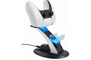Base de Carregamento Compatível com PS5 Gamer - Estação com Dock Duplo para Dois Controles com LED e Compatibilidade Total, C