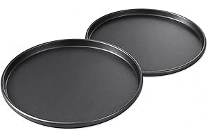 Kit 2 Formas de Pizza Redonda Antiaderente 36cm Aço Carbono Premium Cinza Escuro para Pizzas Grandes