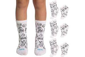 TRIFIL Kit 3 Pares de Meia Infantil Menino Cano Médio para Colorir Algodão Respirável, 3 Branco, 30-35