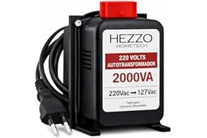 Auto Transformador 2000va Bivolt 110v/220v 1000w Constante Até 1000w Conversor De Voltagem Hezzo Hometech Preto Tv Geladeira
