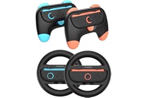 Kit 4 em 1 DOBE Par Suportes Grip Comfort e Par Volante Controle Compativel Com Nintendo Switch 2 / OLED JoyCon