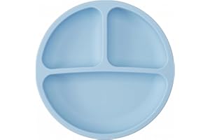 Prato Infantil de Silicone com Ventosa Antiderrapante e 3 Divisórias, Bebê sem BPA, Seguro para Micro-ondas e Lava-Louças, Id