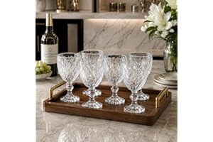 Jogo de 6 Taças de Vidro Diamond Transparente, 340ml, Design Canelado Elegante, 15cm de Altura, para Água, Suco e Drinks Prem
