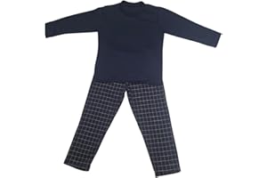 Pijama Infantil 100% Algodão Moletinho Leve Azul marinho/xadrez. 1 a 8 anos.