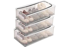 Organizador de Sapatos Transparente com Zíper Frontal Caixa Organizadora Empilhável 60x30x15cm para Closet e Armário (3)