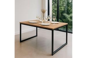 Mesa de Jantar Industrial Retangular 120x80cm com Base em Metal, Resistente e Moderna para Sala de Jantar, Cozinha e Ambiente