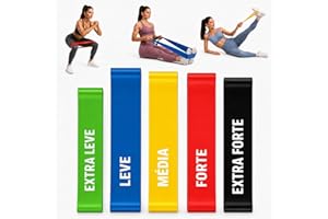 Kit 5 Faixas Elásticas Elásticos Alongamento Pilates Yoga Exercícios Condicionamento Físico Yoga Fisioterapia Saúde Relaxamen
