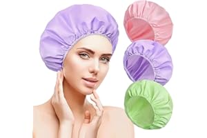Touca de Banho Impermeável Reutilizável com Elástico Ajustável 30cm Kit com 3 Peças