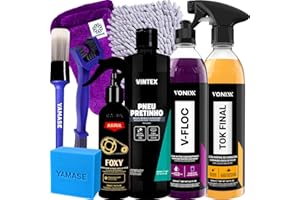 Kit Limpa Moto Cera Shampoo Desengraxante Pretinho Limpador de Corrente Vonixx Foxy Pneu Pretinho V-Floc Tok Final Acessórios