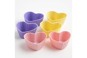 Forminhas Silicone Coração 12 Unidades Antiaderente – Forminhas Cupcake Bolos Silicone para Forno Air Fryer e Micro-ondas (5x