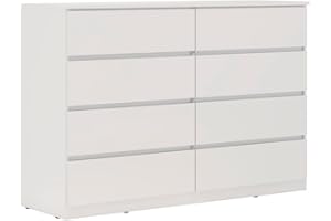 Demóbile Cômoda Sintra em MDP com 8 Gavetas, Branco Brilho, 136x93x43 cm, Acabamento Pintura UV